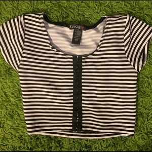 black and white striped shirt